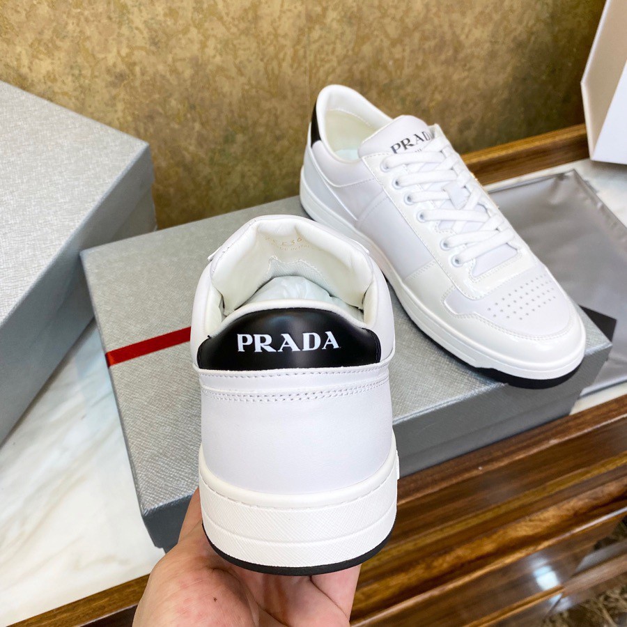Replica Prada District Low-top Sneakers in White Calfskin
