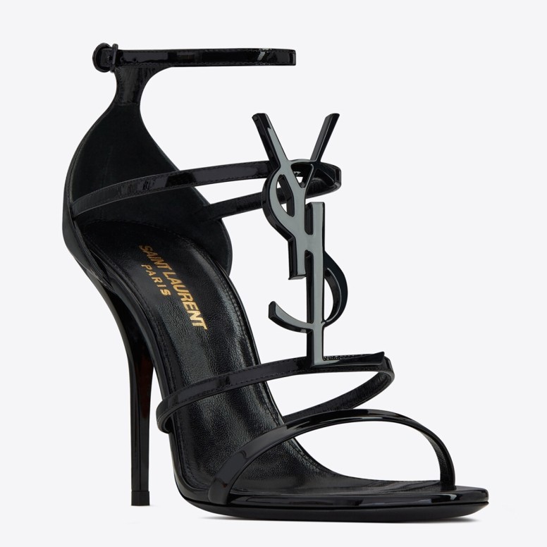 Replica Saint Laurent Cassandra 100 Sandals In Black Patent Leather