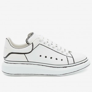 Alexander McQueen Men's Oversized Sneakers With Black Outlines