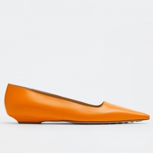 Bottega Veneta Point Ballet Flats In Tangerine Lambskin