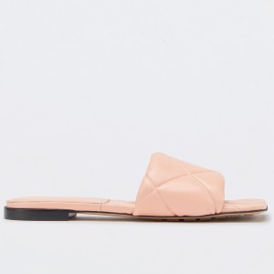 Bottega Veneta Rubber Lido Slides In Peachy Lambskin