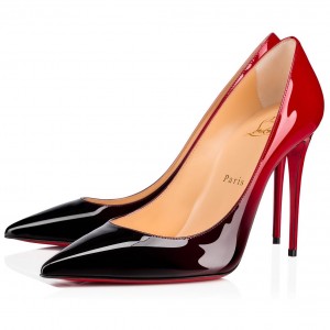 Christian Louboutin Black/Red Patent Kate Pumps 100mm