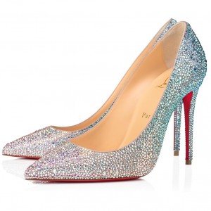 replica Christian Louboutin Follies Strass 70mm Strass Beige Pumps