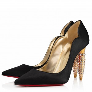 Christian Louboutin Lipstrass Pumps 100mm In Black Satin