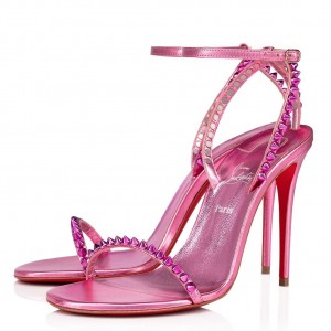 Replica Christian Louboutin Spikita Strap 100mm Sandals In Pink 