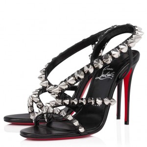 Christian Louboutin Spikita Strap 100mm Sandals In Black  Leather