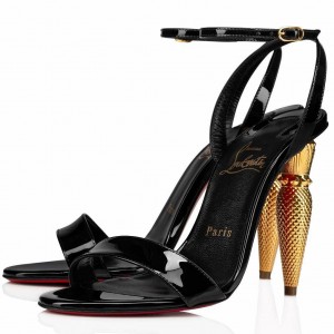 Christian Louboutin Lipqueen Sandals 100mm In Black Patent Leather