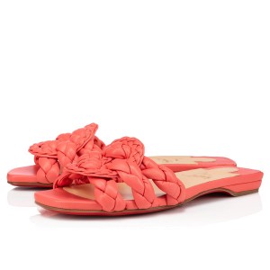 Christian Louboutin Marmela Flat Sandals In Orange Lambskin