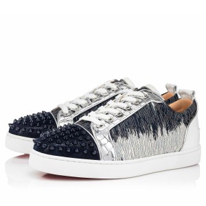 Christian Louboutin Men's Louis Junior Spikes Orlato Sneakers In Gator Calfskin