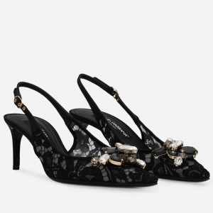 Dolce & Gabbana Rainbow Slingbacks Pumps 60mm in Black Lace