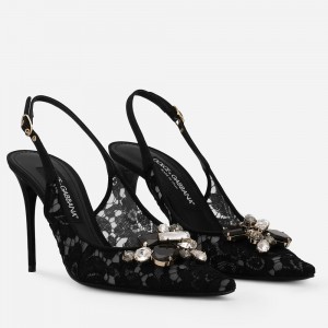 Dolce & Gabbana Rainbow Slingbacks Pumps 90mm in Black Lace