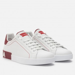 Dolce & Gabbana Men's Portofino Sneakers with Red Branded