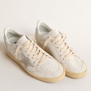 Golden Goose Women's Ball Star Sneakers with Suede Atar and Metallic Leather Heel Tab 