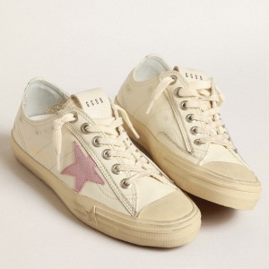 Golden Goose Women's V-Star Sneakers with Pink Suede Star