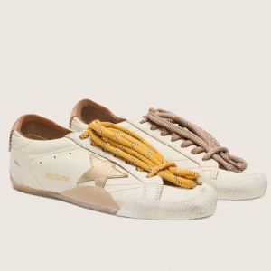 Golden Goose Women's True-Star Sneakers in White Nappa with Gold Star