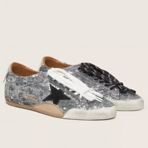 Golden Goose Women's True-Star Sneakers in Silver Sequins