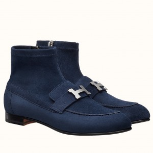 Hermes Blue Saint Honore Ankle Boots