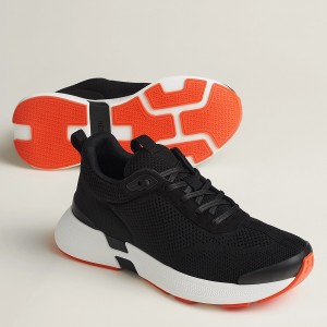 Hermes Heros Sneakers in Black Technical Knit