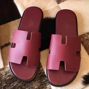 Hermes Men's Izmir Sandals In Ruby Epsom Calfskin