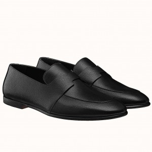 Hermes Women's Ancora Loafers In Black Goatskin