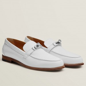 Hermes Women's Destin Loafers in White Leather