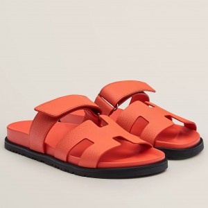 Hermes Women's Chypre Sandals In Orange Epsom Calfskin