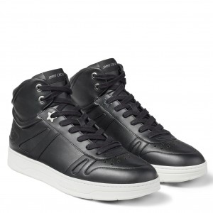 Jimmy Choo Men's Hawaii High-top Sneaker In Black Leather