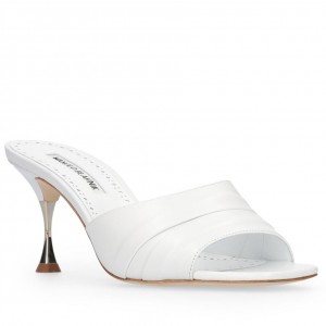 Manolo Blahnik Picoux 70mm Sandals In White Lambskin