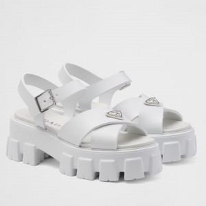 Prada Monolith Sandals in White Rubber 