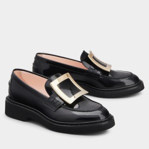 Roger Vivier Viv' Rangers Loafers In Black Patent Leather