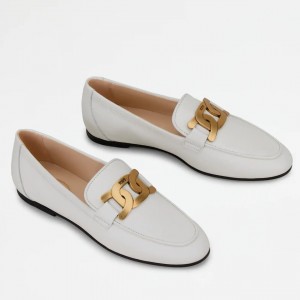 Tod's Women's Kate Loafers In White Calfskin