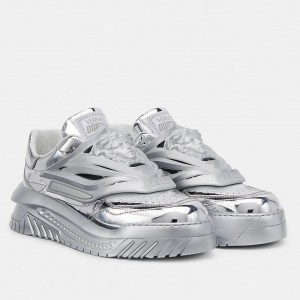 Versace Women's Odissea Sneakers In Silver Leather