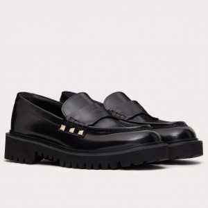 Valentino Women's Rockstud Loafers in Black Calfskin