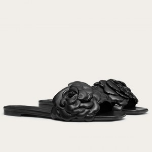 Valentino Atelier Shoes 03 Rose Edition Slides Sandals Black