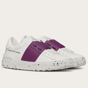 Valentino Women's Open For a Change Sneakers with Purple Stripe