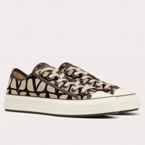 Valentino Totaloop Sneakers in Black Toile Iconographe Fabric