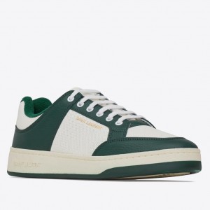 Saint Laurent Men's SL/61 Sneakers in Green and White Leather