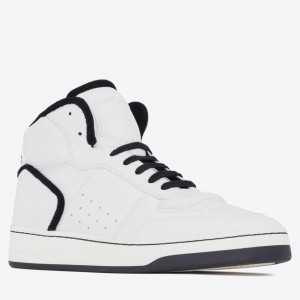 Saint Laurent Men's SL/80 Sneakers in White Calfskin