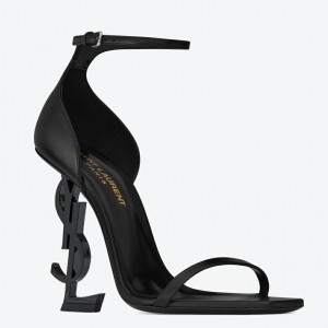 Saint Laurent Opyum 110 Black Sandals with Black YSL Heel