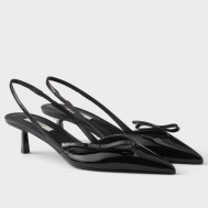 Prada Slingback Pumps 45mm in Black Patent Calfskin