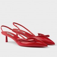 Prada Slingback Pumps 45mm in Red Patent Calfskin