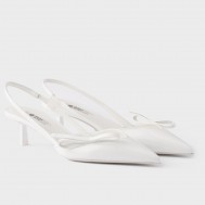 Prada Slingback Pumps 45mm in White Patent Leather