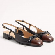 Valentino Valet Du Roi Slingback Ballet Flats in Black Lambskin