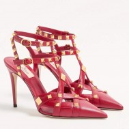 Valentino Garavani Studdy Pumps 100mm in Red Kidskin