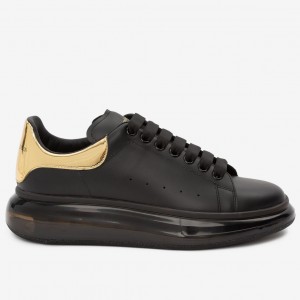 Alexander McQueen Women's Black Oversized Sneakers With Transparent Sole