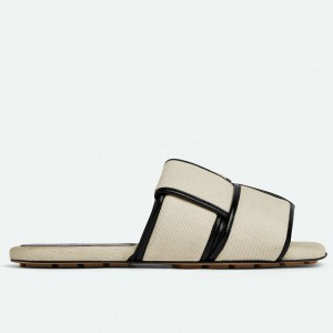 Bottega Veneta Patch Flat Slides In Canvas