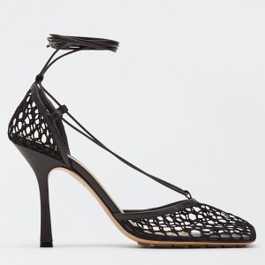 Bottega Veneta Stretch Sandals In Black Mesh