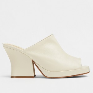 Bottega Veneta Stack Platform Sandals In White Lambskin