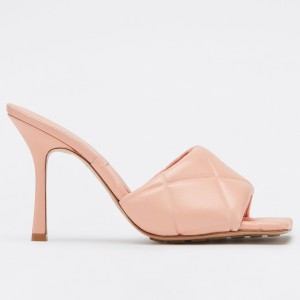 Bottega Veneta Rubber Lido Sandals In Pink Quilted Lambskin