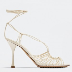 Bottega Veneta Dot Sandals 100mm In White Lambskin